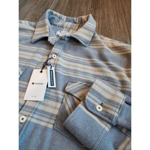 Sperry Premium Apparel Men's Plaid Flannel Blue White Stretch Shirt Size S NWT